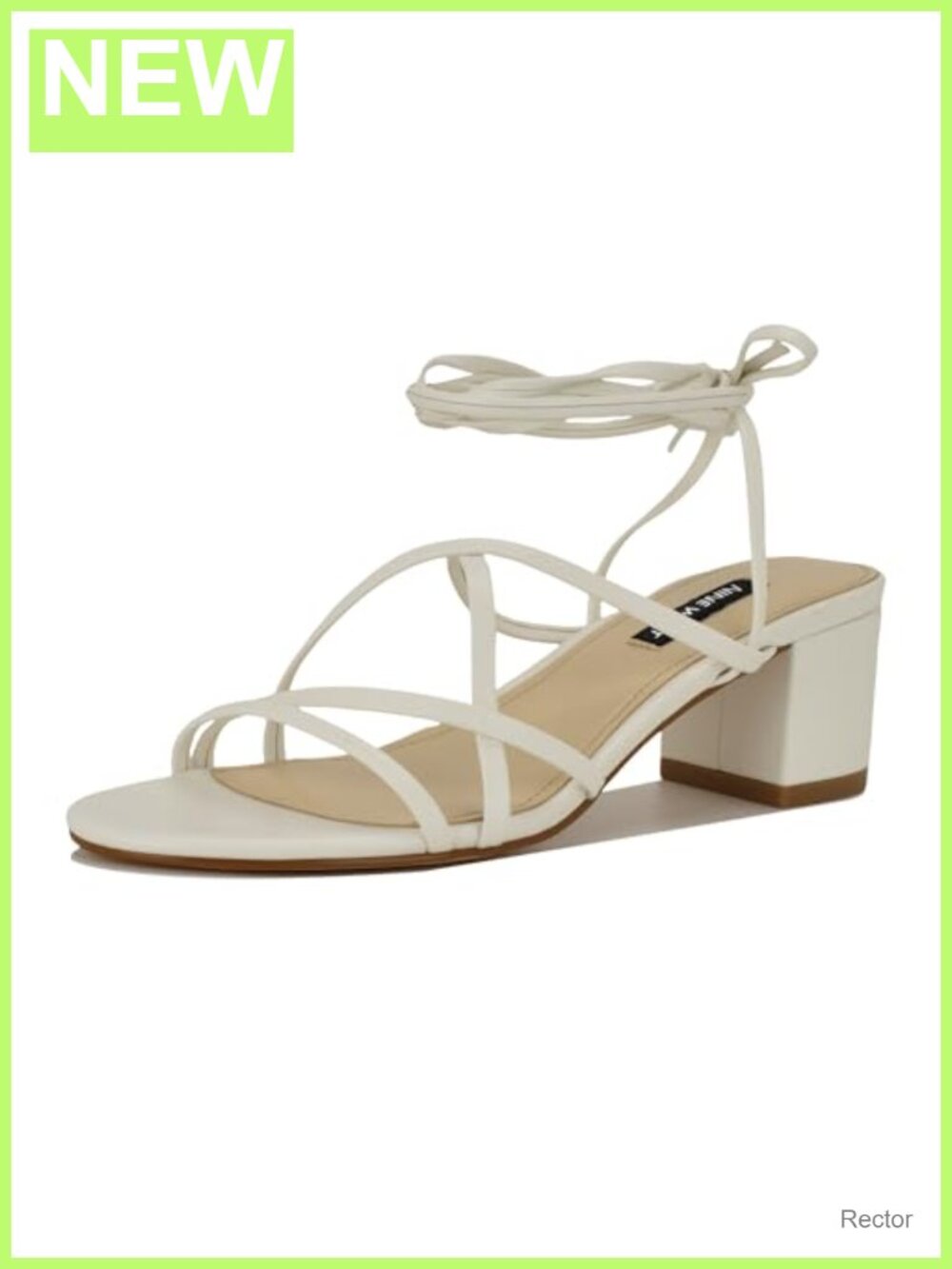 Nine West Strappy Heeled Sandals Ankle Wrap Tie Block Heel Faux Leather